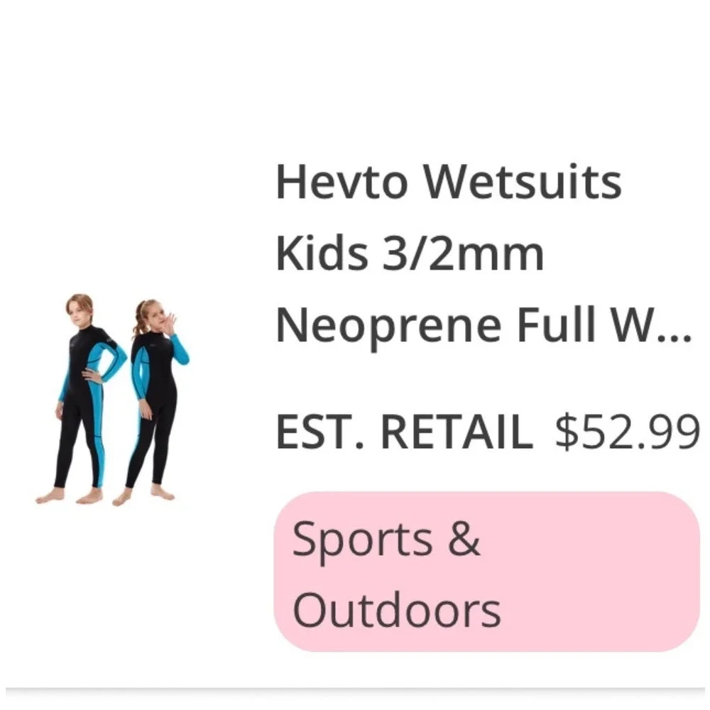 Hevto Wetsuit Kids Size 12 Black Blue New 3/2mm Neoprene Full Body‎ Long Sleeve